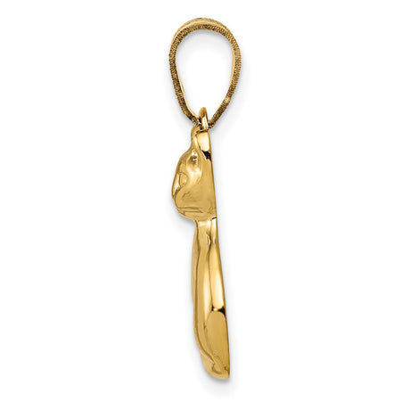 Sitting Cat Charm Pendant in Real 14k Yellow Gold