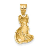 Sitting Cat Charm Pendant in Real 14k Yellow Gold