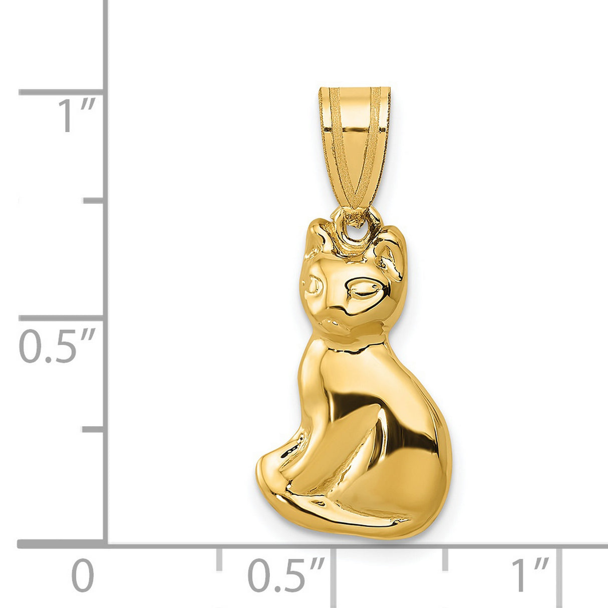 Sitting Cat Charm Pendant in Real 14k Yellow Gold