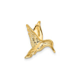 14k Yellow Gold Hummingbird Pendant, Detailed Flying Bird Charm for Women