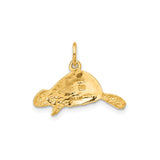 14k Yellow Gold Beaver Pendant Charm, Realistic Wildlife Animal Design