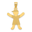 14k Yellow Gold Boy Pendant with Cap and Outstretched Arms Silhouette Charm