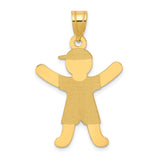 14k Yellow Gold Boy Pendant with Cap and Outstretched Arms Silhouette Charm