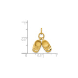 14k Yellow Gold Baby Shoe Pendant Charm with Two Booties, Symbolic Motherhood Jewelry