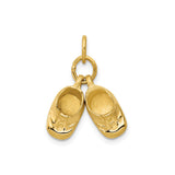 14k Yellow Gold Baby Shoe Pendant Charm with Two Booties, Symbolic Motherhood Jewelry