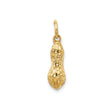 14k Yellow Gold Peanut Charm Pendant with Realistic Shell Texture, Unisex Lucky Jewelry