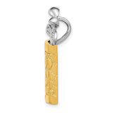 14k Two-Tone Gold Golf Bag Pendant with Clubs, Textured Sports Jewelry for Golfers