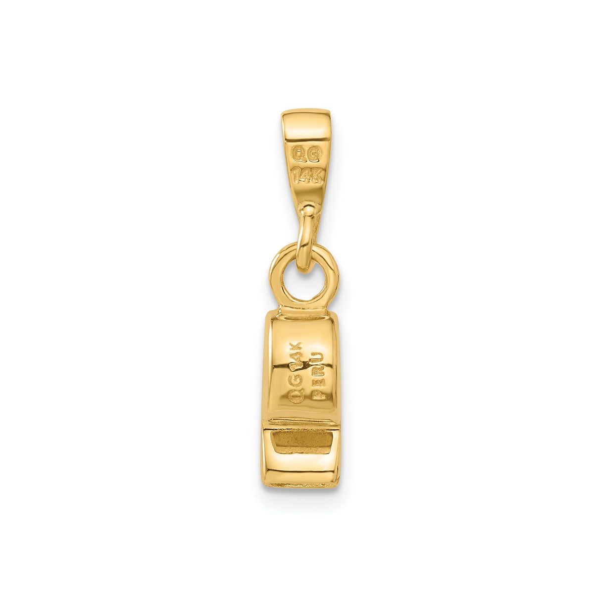 14k Yellow Gold Mezuzah Pendant with Raised Torah Scroll Design, Jewish Faith Charm