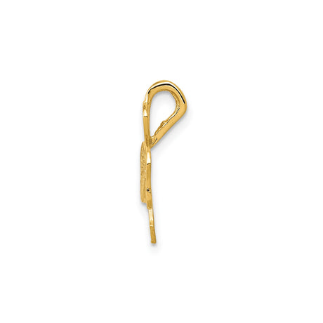 14k Yellow Gold Shamrock Pendant with Detailed Three-Leaf Clover Design, Celtic Irish Charm