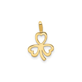 14k Yellow Gold Shamrock Pendant with Heart Leaf Celtic Design, Irish Symbol of Love and Luck