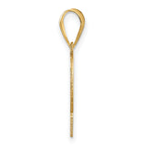 14k Yellow Gold Number Two Pendant, Polished Textured Unisex Charm