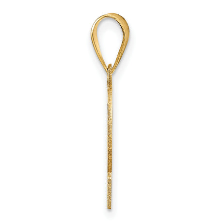 14k Yellow Gold Number Two Pendant, Polished Textured Unisex Charm