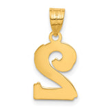 14k Yellow Gold Number Two Pendant, Polished Textured Unisex Charm