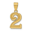 14k Yellow Gold Number Two Pendant, Polished Textured Unisex Charm