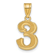 14k Yellow Gold Number 3 Pendant Charm, Solid Serif Style Digit for Women or Unisex Wear