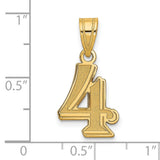 14k Yellow Gold Number 4 Pendant, Polished Digit Charm for Women or Unisex Wear