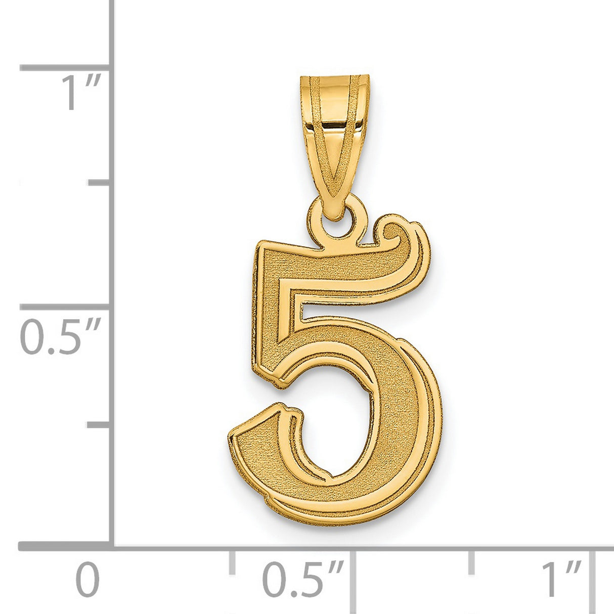 14k Yellow Gold Number 5 Pendant Charm, Bold Numeric Design, Unisex Jewelry