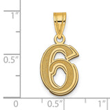 14k Yellow Gold Number 6 Pendant, Bold Textured Charm for Men or Women