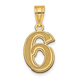 14k Yellow Gold Number 6 Pendant, Bold Textured Charm for Men or Women