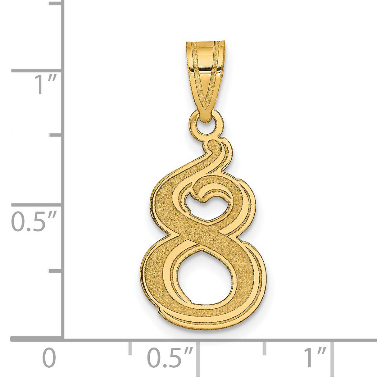 14k Yellow Gold Number 8 Pendant with Swirl, Heart, and Infinity Design