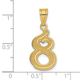 14k Yellow Gold Number 8 Pendant with Swirl, Heart, and Infinity Design