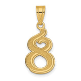 14k Yellow Gold Number 8 Pendant with Swirl, Heart, and Infinity Design