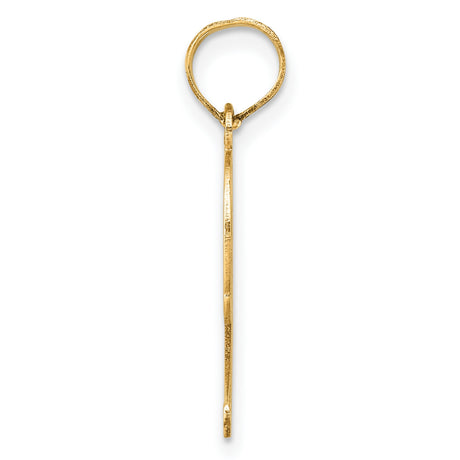 14k Yellow Gold Number 9 Pendant, Polished and Textured Modern Numeric Charm, Unisex