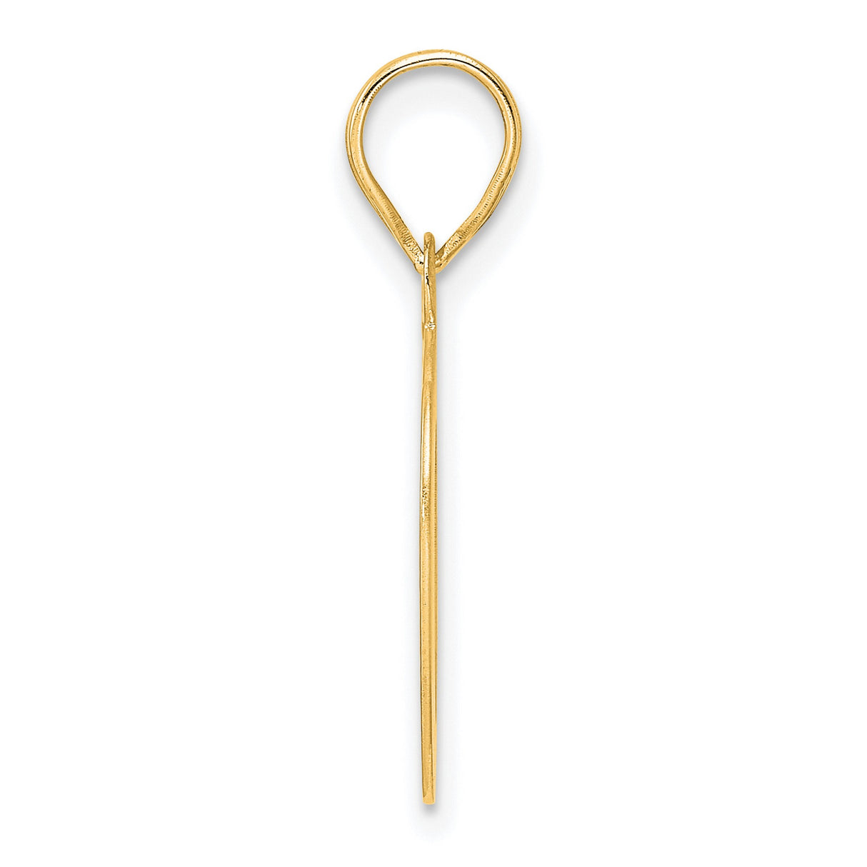 Polished Etched Number 10 Charm Pendant in Real 14k Yellow Gold