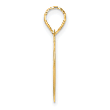 Polished Etched Number 10 Charm Pendant in Real 14k Yellow Gold