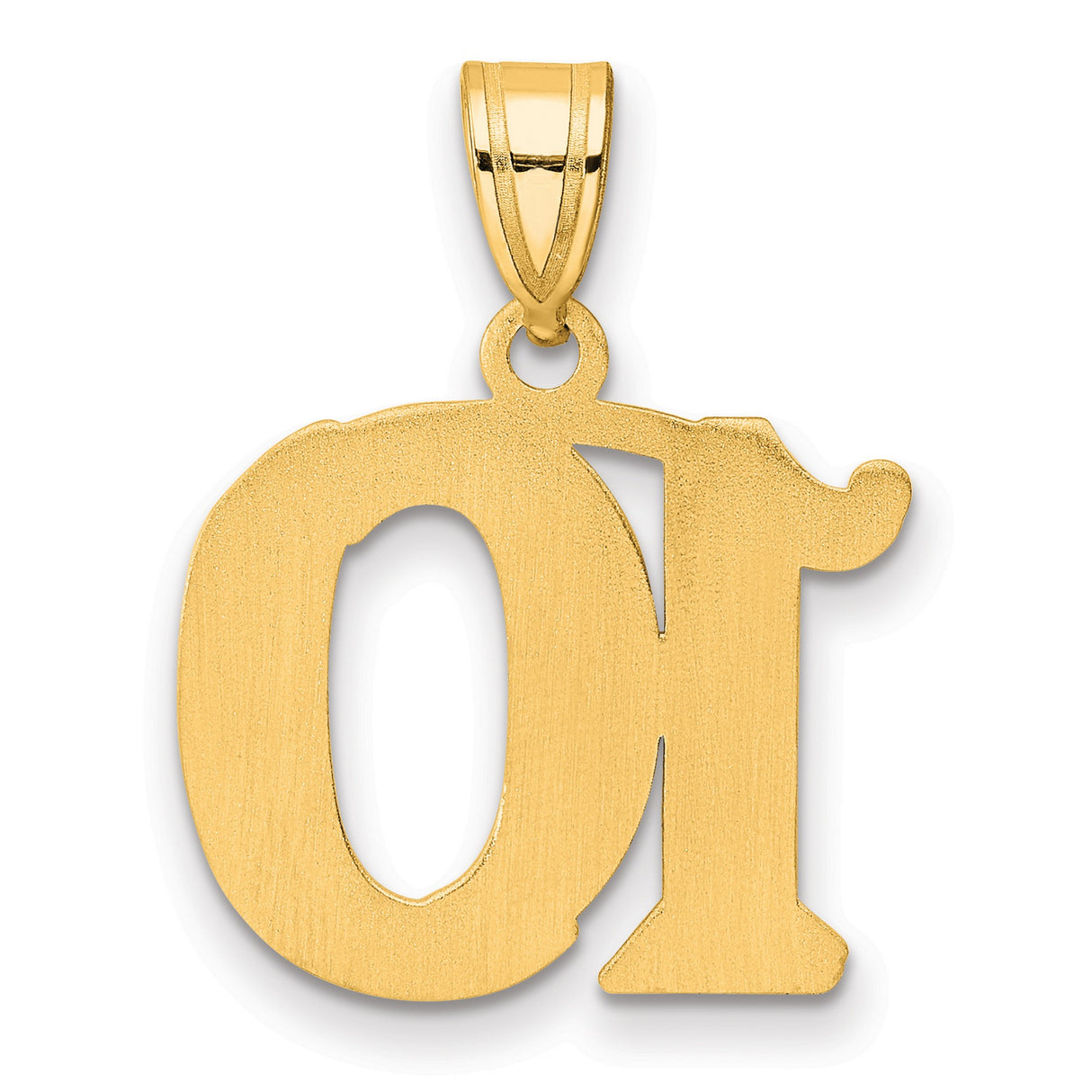 Polished Etched Number 10 Charm Pendant in Real 14k Yellow Gold