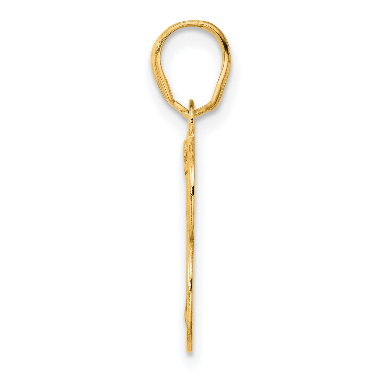 Polished Etched Number 13 Charm Pendant in Real 14k Yellow Gold