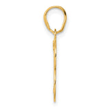 Polished Etched Number 13 Charm Pendant in Real 14k Yellow Gold