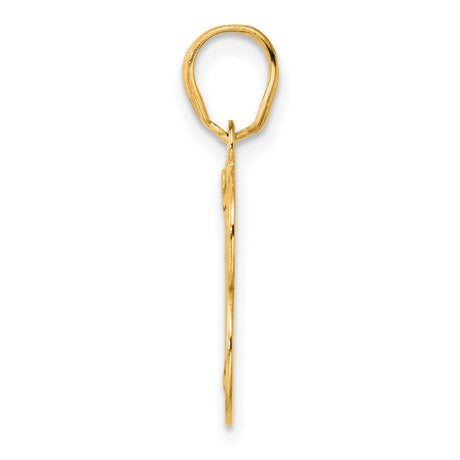 Polished Etched Number 13 Charm Pendant in Real 14k Yellow Gold