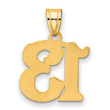 Polished Etched Number 13 Charm Pendant in Real 14k Yellow Gold