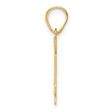 Polished Etched Number 14 Charm Pendant in Real 14k Yellow Gold