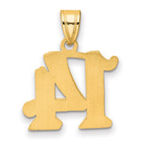 Polished Etched Number 14 Charm Pendant in Real 14k Yellow Gold