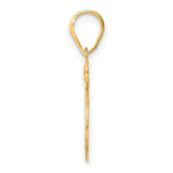 Polished Etched Number 15 Charm Pendant in Real 14k Yellow Gold