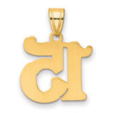 Polished Etched Number 15 Charm Pendant in Real 14k Yellow Gold