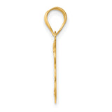 Polished Etched Number 16 Charm Pendant in Real 14k Yellow Gold