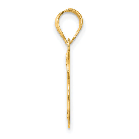 Polished Etched Number 16 Charm Pendant in Real 14k Yellow Gold