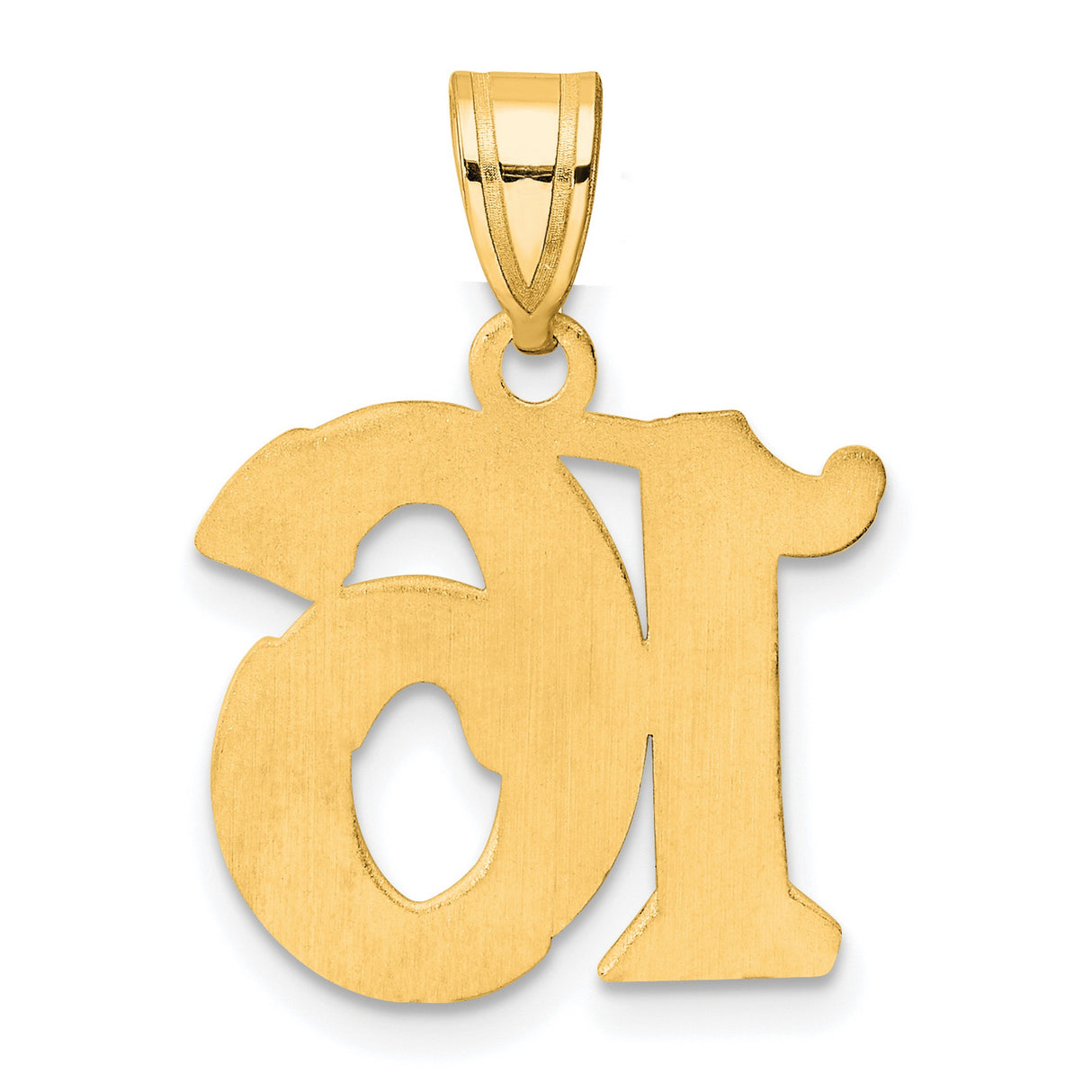 Polished Etched Number 16 Charm Pendant in Real 14k Yellow Gold