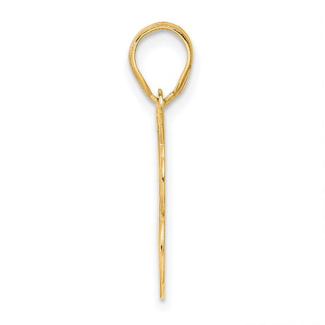 Polished Etched Number 18 Charm Pendant in Real 14k Yellow Gold