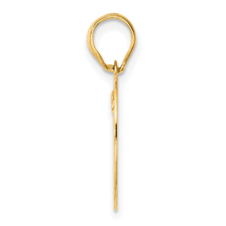 Polished Etched Number 19 Charm Pendant in Real 14k Yellow Gold