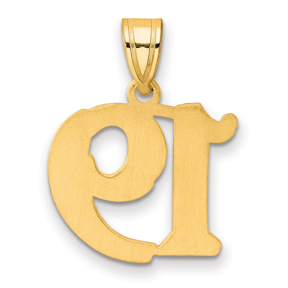 Polished Etched Number 19 Charm Pendant in Real 14k Yellow Gold