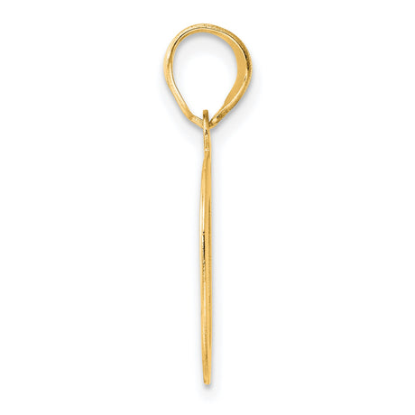 Polished Etched Number 20 Charm Pendant in Real 14k Yellow Gold