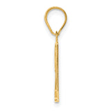 Polished Etched Number 21 Charm Pendant in Real 14k Yellow Gold