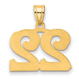 14k Yellow Gold Number 22 Pendant, Bold Unisex Numeric Charm