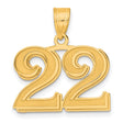 14k Yellow Gold Number 22 Pendant, Bold Unisex Numeric Charm