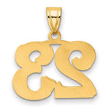 Polished Etched Number 23 Charm Pendant in Real 14k Yellow Gold
