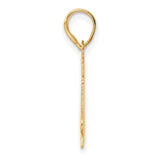 Polished Etched Number 24 Charm Pendant in Real 14k Yellow Gold